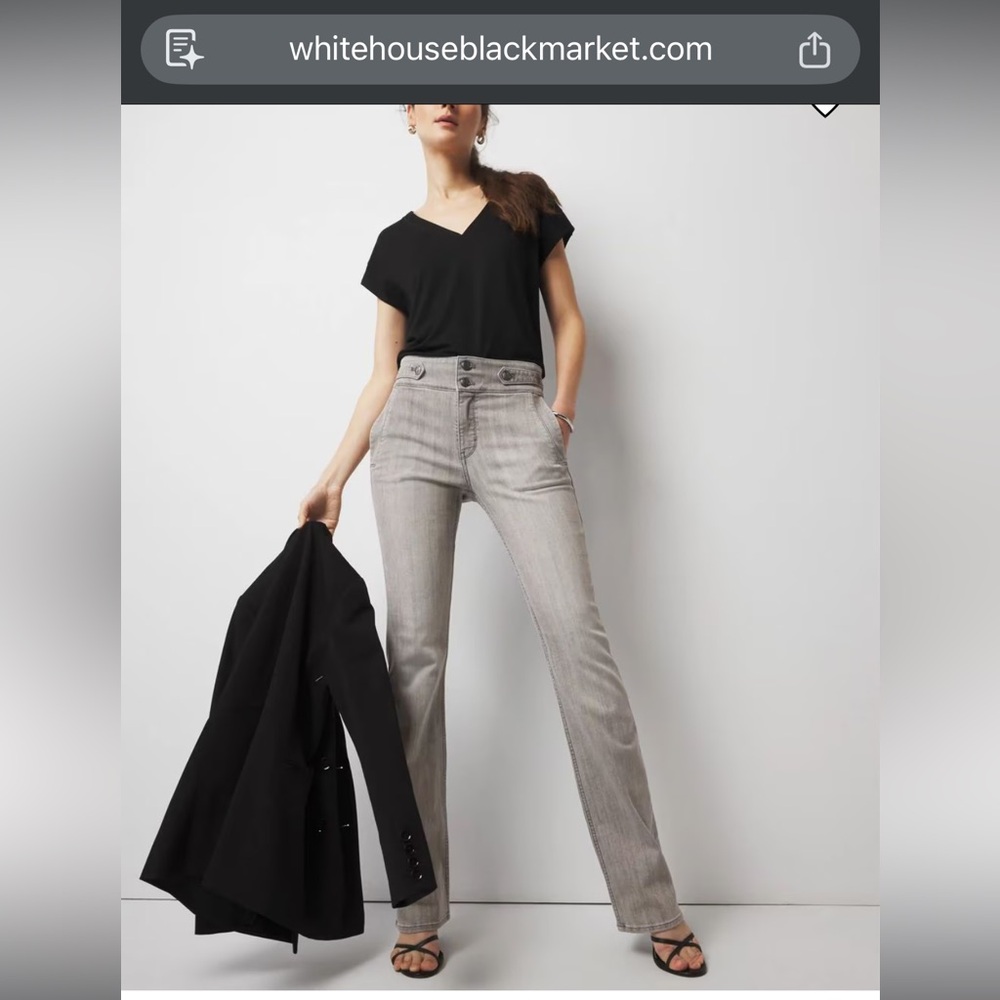 White House Black Market Extra High Rise Novelty Button Boot Cut Jeans